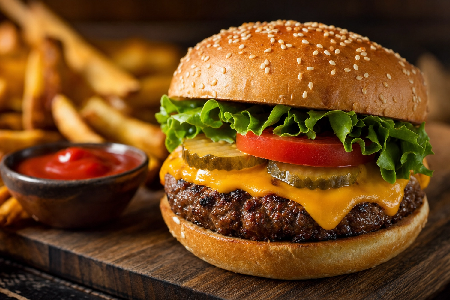 Klassischer Beef Burger im American BBQ Style