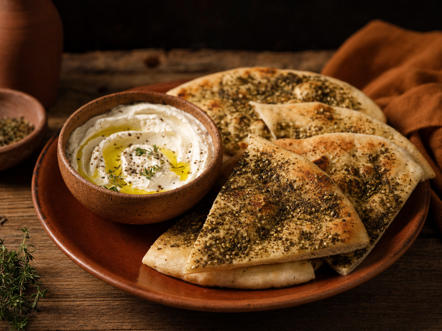 Zatar-Fladenbrot mit Labneh-Dip: Ein libanesischer Genuss